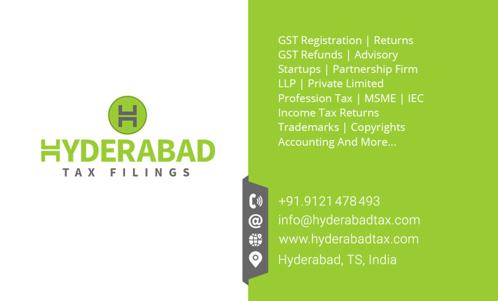 Business card of Hyderabad Tax Filings